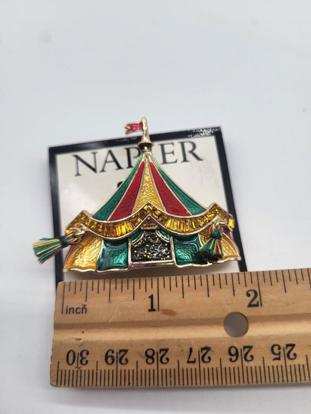 Napier Gold Tone Circus Tent Pin Whimsy Playful Colorful Big Top - Picture 5 of 5